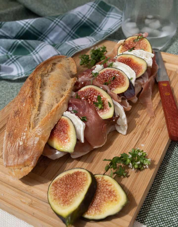 Fig, Goats Cheese & Prosciutto Baguette Sandwich