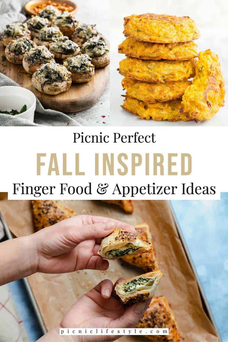 Collage of fall finger food appetiser dishes. 