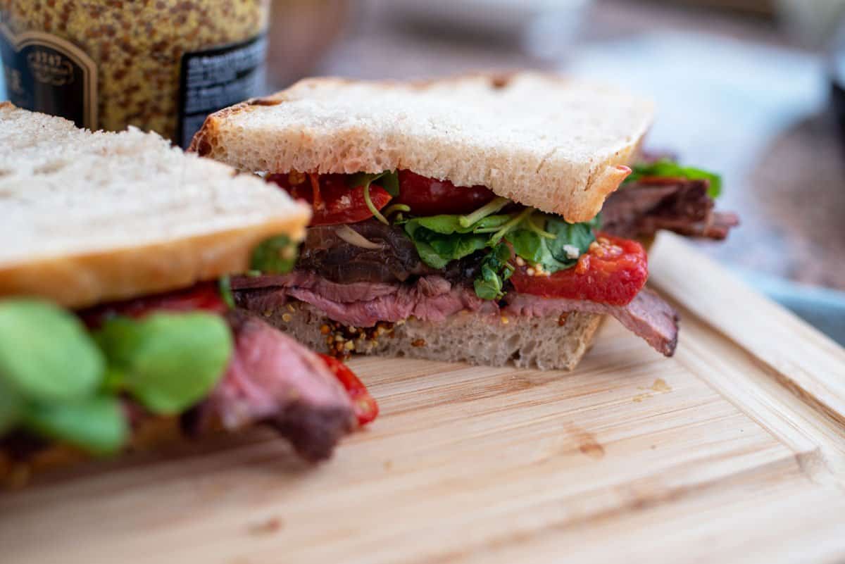 Roast beef picnic sandwich. 