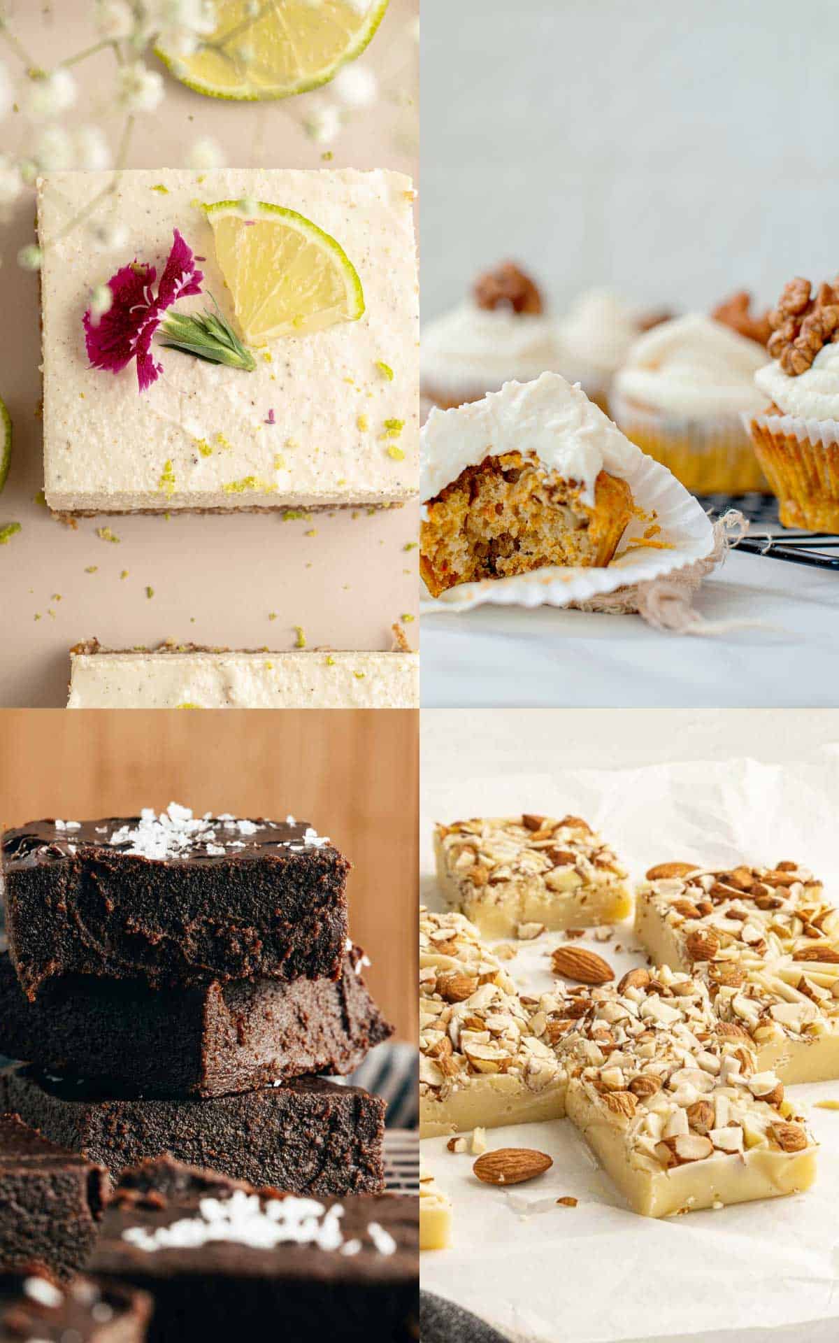 A collage of different types of desserts for picnics.