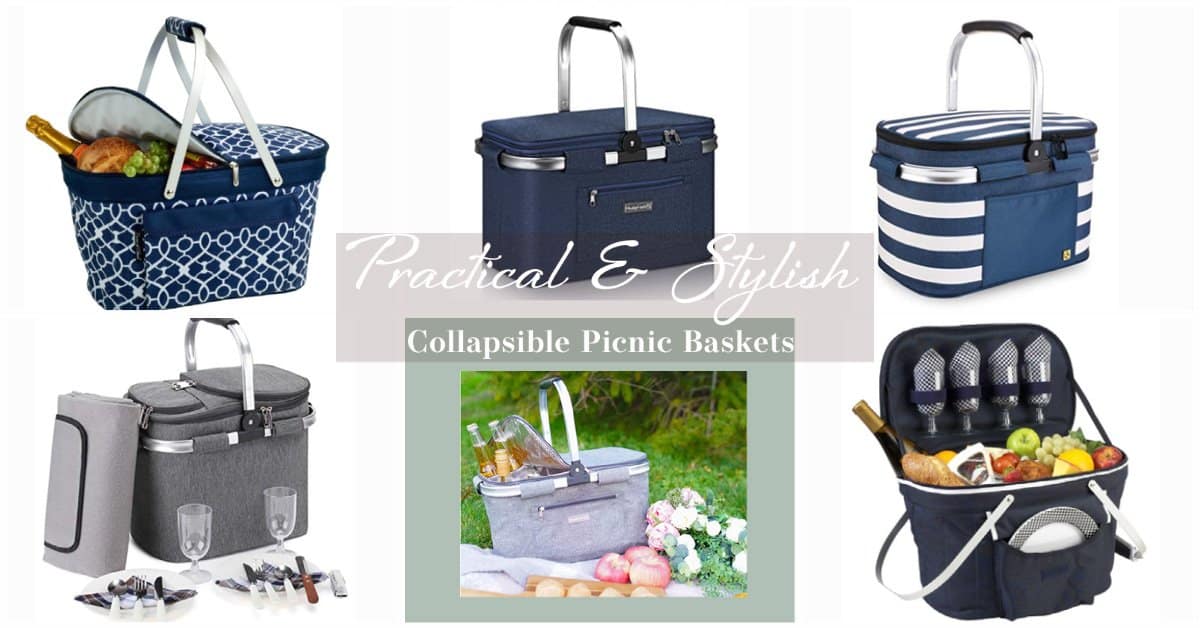 Blue Soft Insulated Picnic Basket Tote Lightweight Collapsible Cooler Bag 