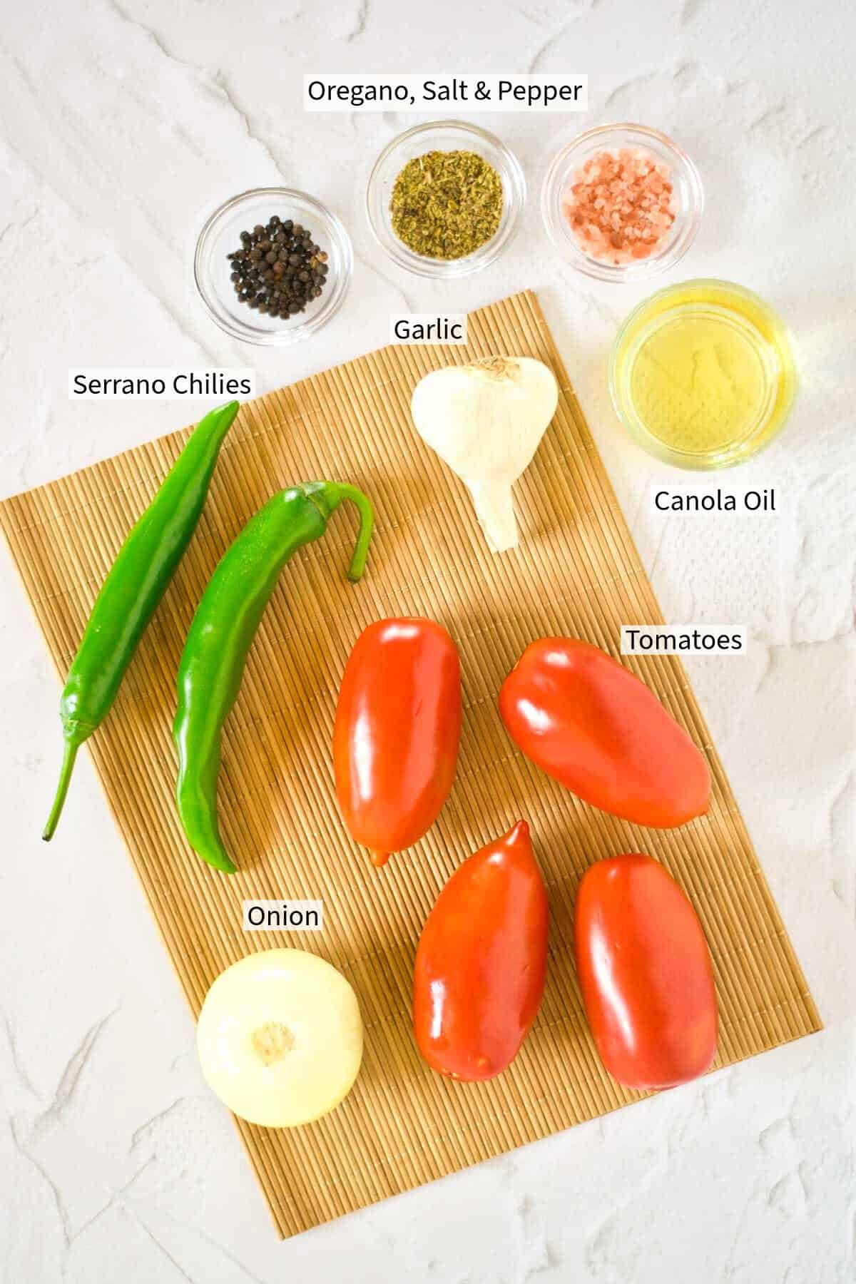 Ingredients for Mexican Salsa Roja