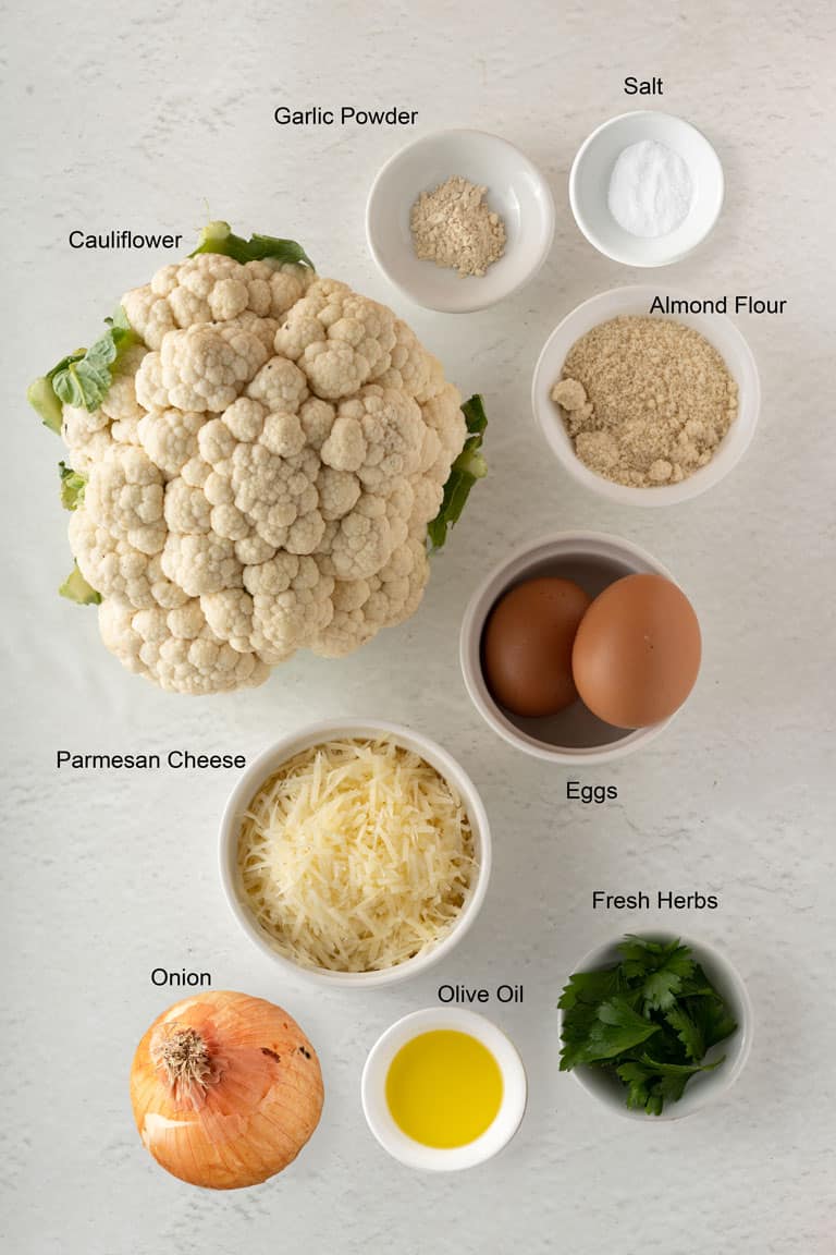 Ingredients for Cauliflower Hash Browns.