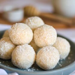 A plate of coconut balls.