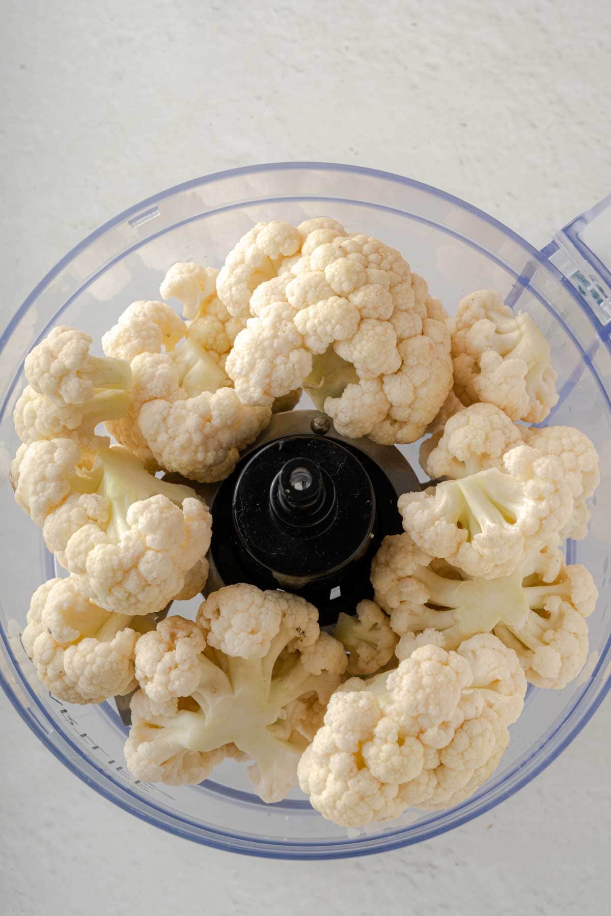 Cauliflower in a food processor.
