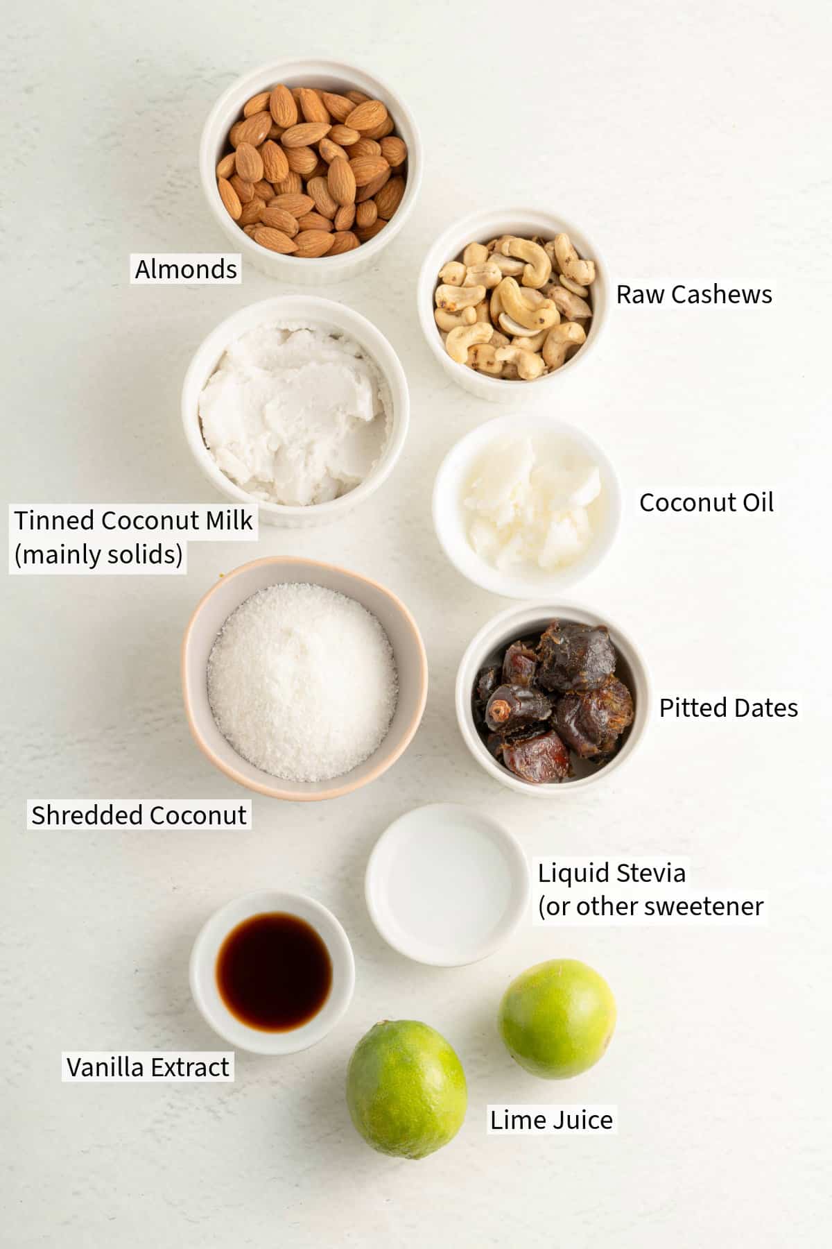 Ingredients for Key Lime Pie Bars.