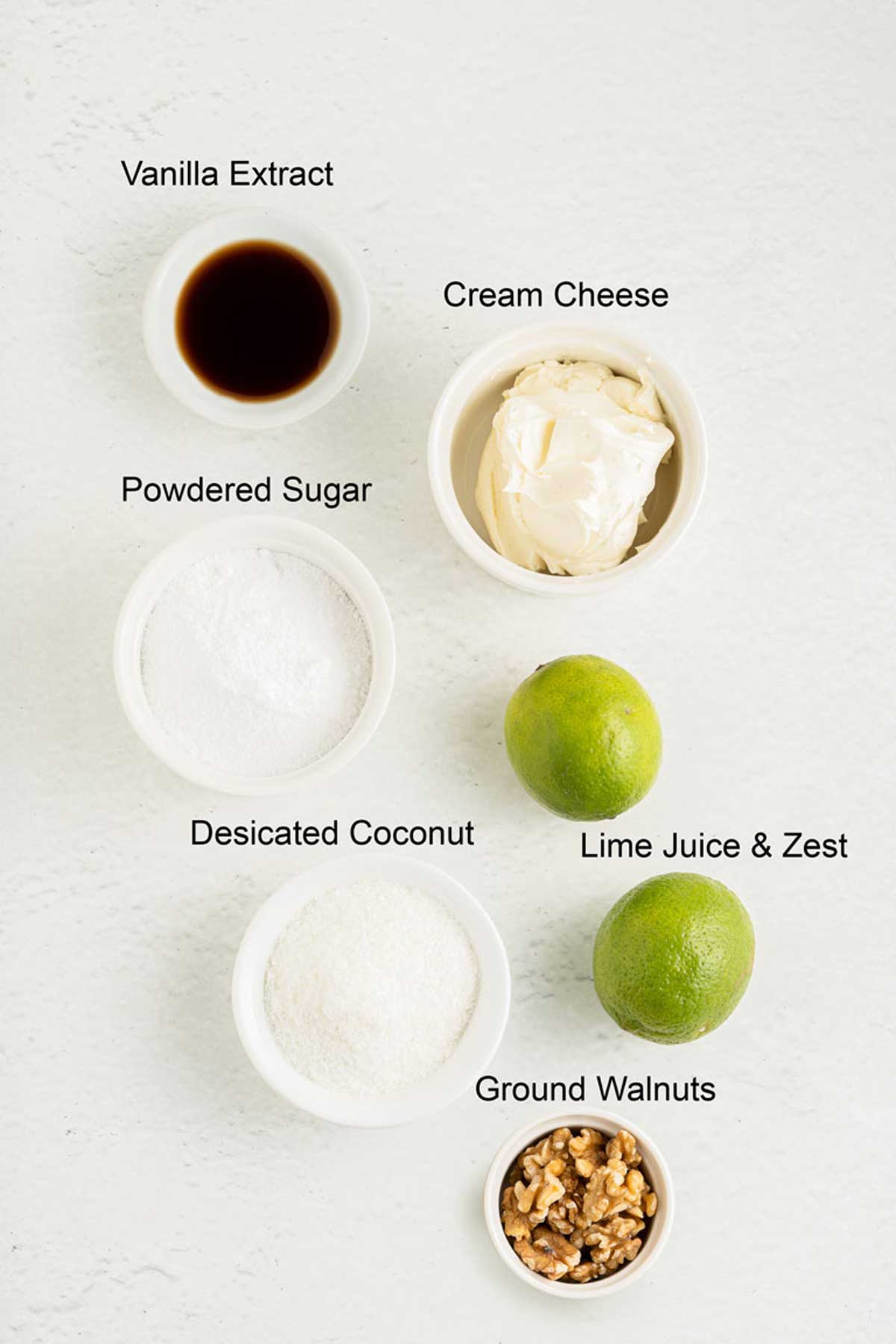 Ingredients for Key Lime Pie truffles. 