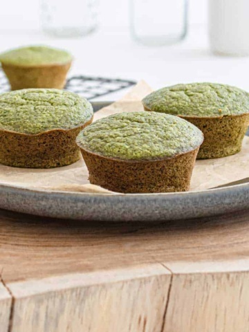 Spinach and banana muffins on a plate.