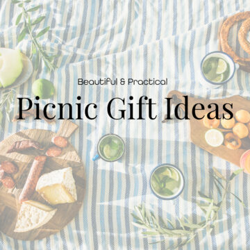 Picnic setting with text overlay "Beautiful and Pratical Picnic Gift Ideas"